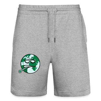 earth sick virus bacteria thermometer humanity - Stanley/Stella Trainer Unisex Organic Jogging Shorts - heather grey - Front - Nik (191cm) & Marisol (170cm)