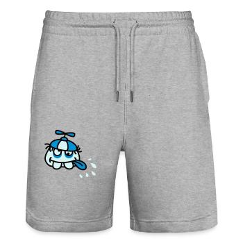 Funny Crazy Stupid Face - Stanley/Stella Trainer Unisex Organic Jogging Shorts - heather grey - Front - Nik (191cm) & Marisol (170cm)