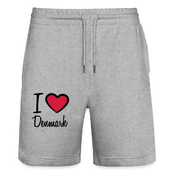 I Love Denmark Danmark Logo - Short de jogging bio TRAINER Stanley/Stella unisexe - gris chiné - Devant - Nik (191cm) & Marisol (170cm)