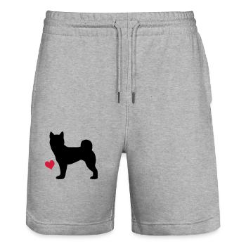 Shiba Inu - Stanley/Stella Trainer Unisex Organic Jogging Shorts - heather grey - Front - Nik (191cm) & Marisol (170cm)