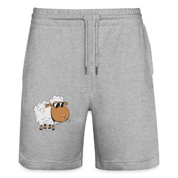 Moutons, lunettes de soleil, pâturage, manger, stupide, herbe, troupeau - Short de jogging bio TRAINER Stanley/Stella unisexe - gris chiné - Devant - Nik (191cm) & Marisol (170cm)