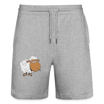 Moutons paissant manger stupide herbe troupeau doux doux wol - Short de jogging bio TRAINER Stanley/Stella unisexe - gris chiné - Devant - Nik (191cm) & Marisol (170cm)