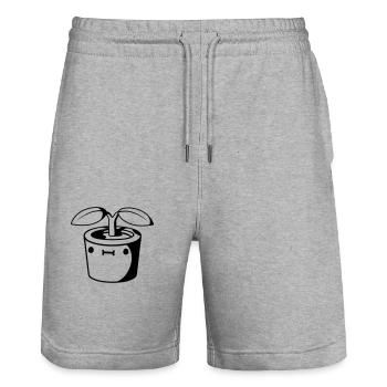 Kleiner suesser Blumentopf - Stanley/Stella Unisex Bio Joggingshorts Trainer  - Grau meliert - Vorne - Nik (191cm) & Marisol (170cm)