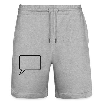 Sprechblase Comic selbst gestalten personalisieren - Stanley/Stella Unisex Bio Joggingshorts Trainer  - Grau meliert - Vorne - Nik (191cm) & Marisol (170cm)