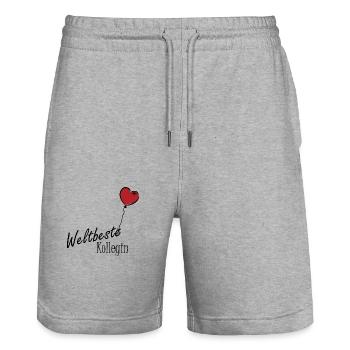 Weltbeste Kollegin - Stanley/Stella Unisex Bio Joggingshorts Trainer  - Grau meliert - Vorne - Nik (191cm) & Marisol (170cm)