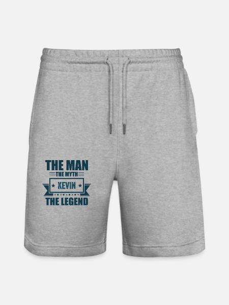 The man the myth Kevin the Legend Kevin Geschenk - Stanley/Stella Unisex Bio Joggingshorts Trainer  - Grau meliert