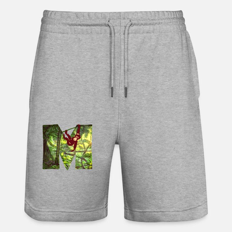 dschungel mit affe m - Stanley/Stella Unisex Bio Joggingshorts Trainer  - Grau meliert