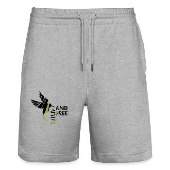 GOWILD Zebravogel - Kolibristyle - Stanley/Stella Unisex Bio Joggingshorts Trainer  - Grau meliert - Vorne - Nik (191cm) & Marisol (170cm)