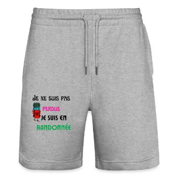 je ne suis pas perdue je suis en randonnée - Short de jogging bio TRAINER Stanley/Stella unisexe - gris chiné - Devant - Nik (191cm) & Marisol (170cm)