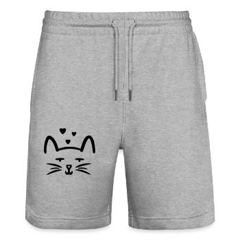 chaton amour chats amour - Short de jogging bio TRAINER Stanley/Stella unisexe - gris chiné - Devant - Nik (191cm) & Marisol (170cm)
