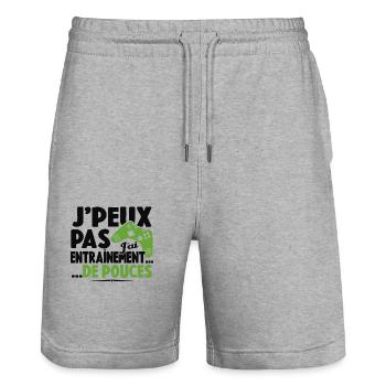 Je Peux Pas J'ai Entrainement De Pouces Cadeau - Short de jogging bio TRAINER Stanley/Stella unisexe - gris chiné - Devant - Nik (191cm) & Marisol (170cm)