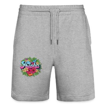 Aloha Blume für einen Hawaii-Liebhaber und Surfer - Stanley/Stella Unisex Bio Joggingshorts Trainer  - Grau meliert - Vorne - Nik (191cm) & Marisol (170cm)