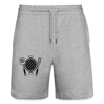 BBQ Grillmeister Kohlegrill Grillfest - Stanley/Stella Unisex Bio Joggingshorts Trainer  - Grau meliert - Vorne - Nik (191cm) & Marisol (170cm)