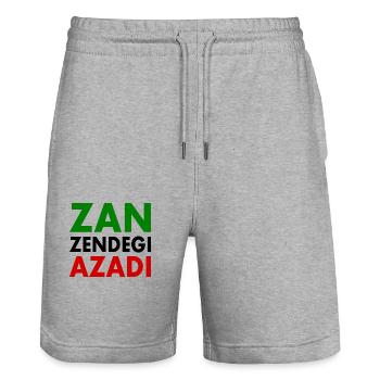 Zan zendegi azadi women life freedom - Stanley/Stella Unisex Bio Joggingshorts Trainer  - Grau meliert - Vorne - Nik (191cm) & Marisol (170cm)
