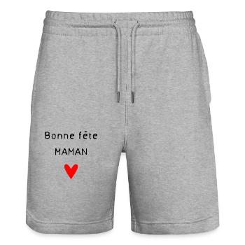 BONNE FÊTE. FÊTE DES MÈRES. FÊTE DES PÈRES. FÊTE - Short de jogging bio TRAINER Stanley/Stella unisexe - gris chiné - Devant - Nik (191cm) & Marisol (170cm)