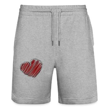HEART. HEARTS. SAINT VALENTINE. LOVE. LOVE. CHRISTMAS - Stanley/Stella Trainer Unisex Organic Jogging Shorts - heather grey - Front - Nik (191cm) & Marisol (170cm)