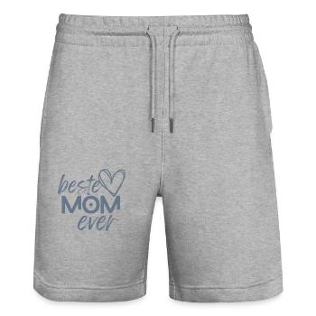 beste mom ever - Stanley/Stella Unisex Bio Joggingshorts Trainer  - Grau meliert - Vorne - Nik (191cm) & Marisol (170cm)