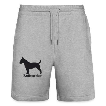 Bullterrier Silhouette - Stanley/Stella Unisex Bio Joggingshorts Trainer  - Grau meliert - Vorne - Nik (191cm) & Marisol (170cm)