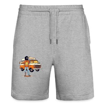 Marco, der Hippie - Stanley/Stella Unisex Bio Joggingshorts Trainer  - Grau meliert - Vorne - Nik (191cm) & Marisol (170cm)