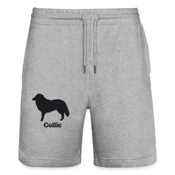 Collie Silhouette - Stanley/Stella Unisex Bio Joggingshorts Trainer  - Grau meliert - Vorne - Nik (191cm) & Marisol (170cm)