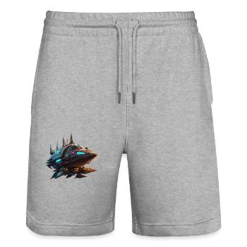Spaceship - Stanley/Stella Trainer Unisex Organic Jogging Shorts - heather grey - Front - Nik (191cm) & Marisol (170cm)