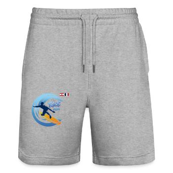 2024 Surf Tahiti surfeur clair - Short de jogging bio TRAINER Stanley/Stella unisexe - gris chiné - Devant - Nik (191cm) & Marisol (170cm)