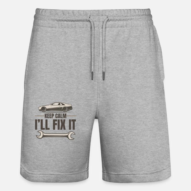 KEEP CALM I`LL FIX IT - Stanley/Stella Unisex Bio Joggingshorts Trainer  - Grau meliert