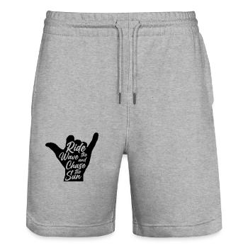 Planche de surf Surfer Sports nautiques - Short de jogging bio TRAINER Stanley/Stella unisexe - gris chiné - Devant - Nik (191cm) & Marisol (170cm)