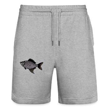 Roter Trommler Fisch (Redfish) - Stanley/Stella Unisex Bio Joggingshorts Trainer  - Grau meliert - Vorne - Nik (191cm) & Marisol (170cm)