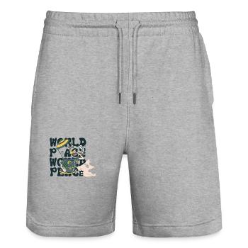 420 World Peace Rolling Police - Short de jogging bio TRAINER Stanley/Stella unisexe - gris chiné - Devant - Nik (191cm) & Marisol (170cm)