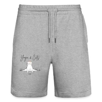Yoga and Cats - Stanley/Stella Unisex Bio Joggingshorts Trainer  - Grau meliert - Vorne - Nik (191cm) & Marisol (170cm)
