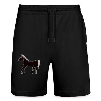 Cheval Enfants Ross Étalon Poney Noir Ferme Enfant - Short de jogging bio TRAINER Stanley/Stella unisexe - noir - Devant - Nik (191cm) & Marisol (170cm)