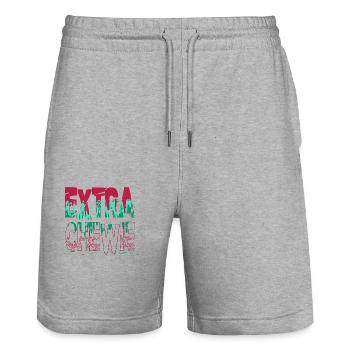 funny dino dino bike moon couples beach sayings - Stanley/Stella Unisex Bio Joggingshorts Trainer  - Grau meliert - Vorne - Nik (191cm) & Marisol (170cm)