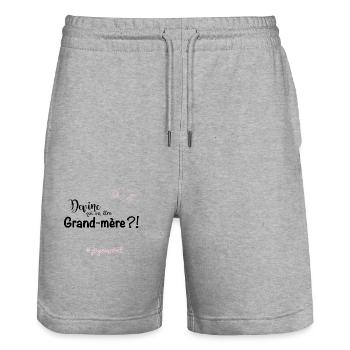 Devine qui va etre grand mere - Short de jogging bio TRAINER Stanley/Stella unisexe - gris chiné - Devant - Nik (191cm) & Marisol (170cm)