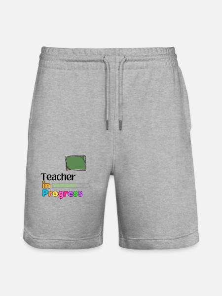 Teacher In progress Perfect Gift - Stanley/Stella Trainer Unisex Organic Jogging Shorts - heather grey