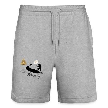 Jakobsweg nach Santiago de Compostela - Stanley/Stella Unisex Bio Joggingshorts Trainer  - Grau meliert - Vorne - Nik (191cm) & Marisol (170cm)