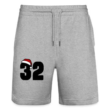 32 Number Christmas - Stanley/Stella Trainer Unisex Organic Jogging Shorts - heather grey - Front - Nik (191cm) & Marisol (170cm)