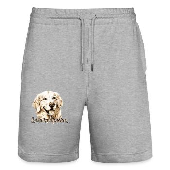Golden Retriever Labrador Dog Life is Golden - Stanley/Stella Trainer Unisex Organic Jogging Shorts - heather grey - Front - Nik (191cm) & Marisol (170cm)
