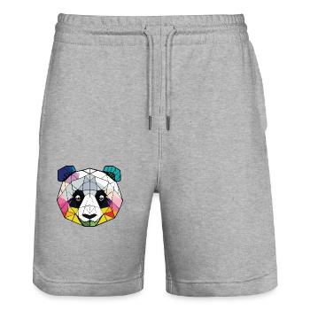 Jugendstil-Panda - Stanley/Stella Unisex Bio Joggingshorts Trainer  - Grau meliert - Vorne - Nik (191cm) & Marisol (170cm)