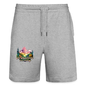 Les montagnes appellent les montagnes l’alpinisme de la nature - Short de jogging bio TRAINER Stanley/Stella unisexe - gris chiné - Devant - Nik (191cm) & Marisol (170cm)