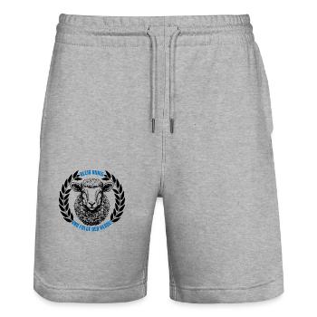 Schaf bleib ruhig und folge der Herde - Stanley/Stella Unisex Bio Joggingshorts Trainer  - Grau meliert - Vorne - Nik (191cm) & Marisol (170cm)