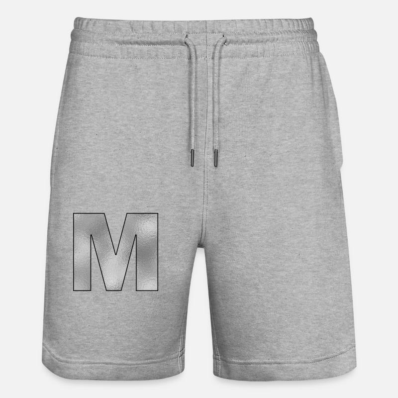 Lettre M Argent - Short de jogging bio TRAINER Stanley/Stella unisexe - gris chiné