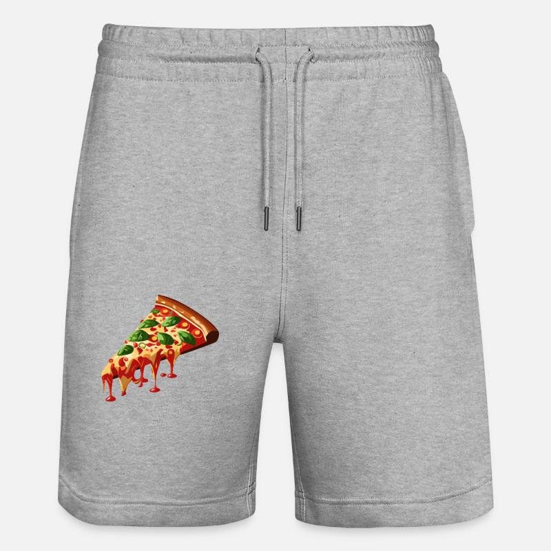 Tranche de pizza 3D - Short de jogging bio TRAINER Stanley/Stella unisexe - gris chiné