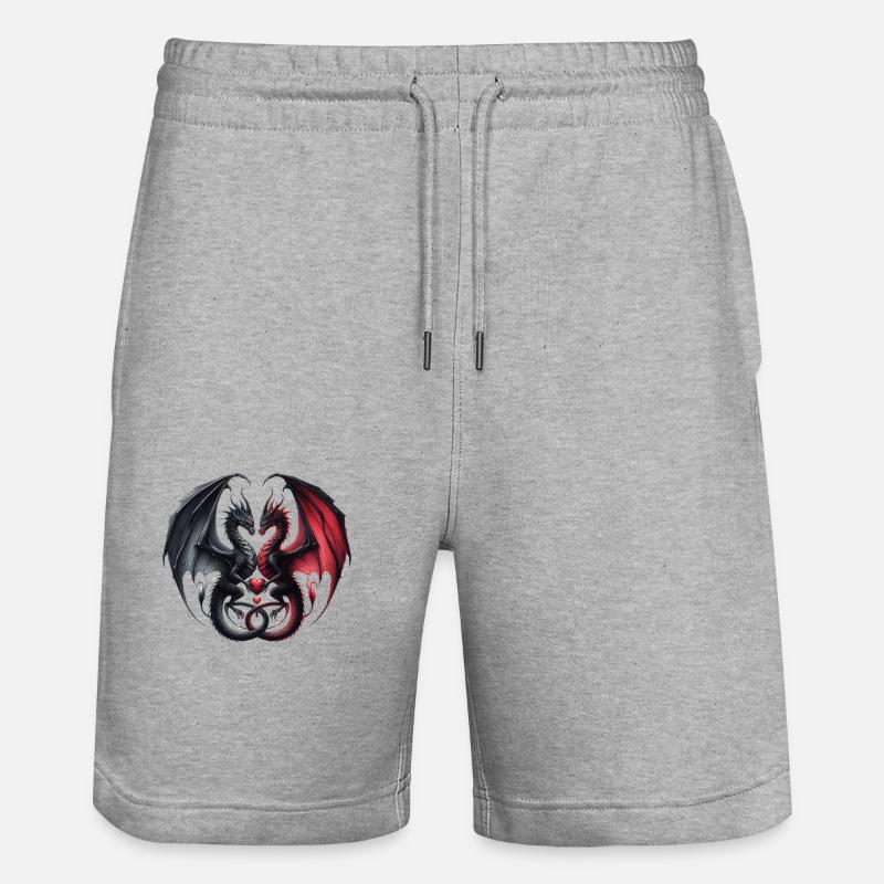 Drachen - Stanley/Stella Unisex Bio Joggingshorts Trainer  - Grau meliert