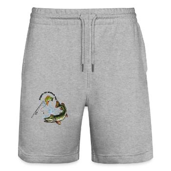 Angeln ist einfach toll - Stanley/Stella Unisex Bio Joggingshorts Trainer  - Grau meliert - Vorne - Nik (191cm) & Marisol (170cm)