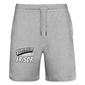 Superheld, clever getarnt als Frisör - Stanley/Stella Unisex Bio Joggingshorts Trainer  - Grau meliert - Vorne - Nik (191cm) & Marisol (170cm)