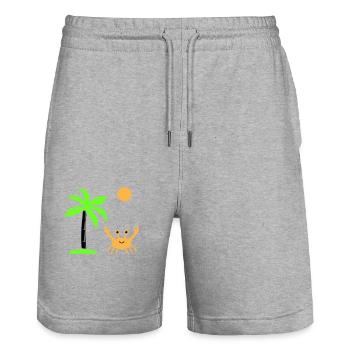 krabbe sonne palme - Stanley/Stella Unisex Bio Joggingshorts Trainer  - Grau meliert - Vorne - Nik (191cm) & Marisol (170cm)