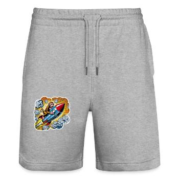 The flying ape - Stanley/Stella Unisex Bio Joggingshorts Trainer  - Grau meliert - Vorne - Nik (191cm) & Marisol (170cm)