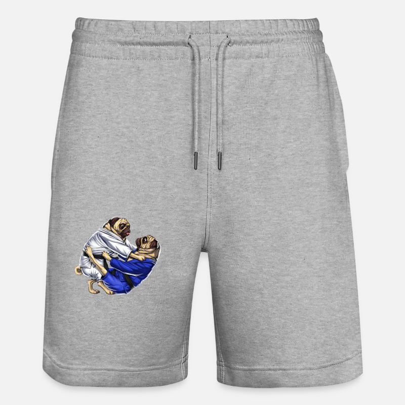 Jiu-Jitsu Möpse - Stanley/Stella Unisex Bio Joggingshorts Trainer  - Grau meliert