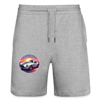 voiture vintage couché de soleil - Short de jogging bio TRAINER Stanley/Stella unisexe - gris chiné - Devant - Nik (191cm) & Marisol (170cm)
